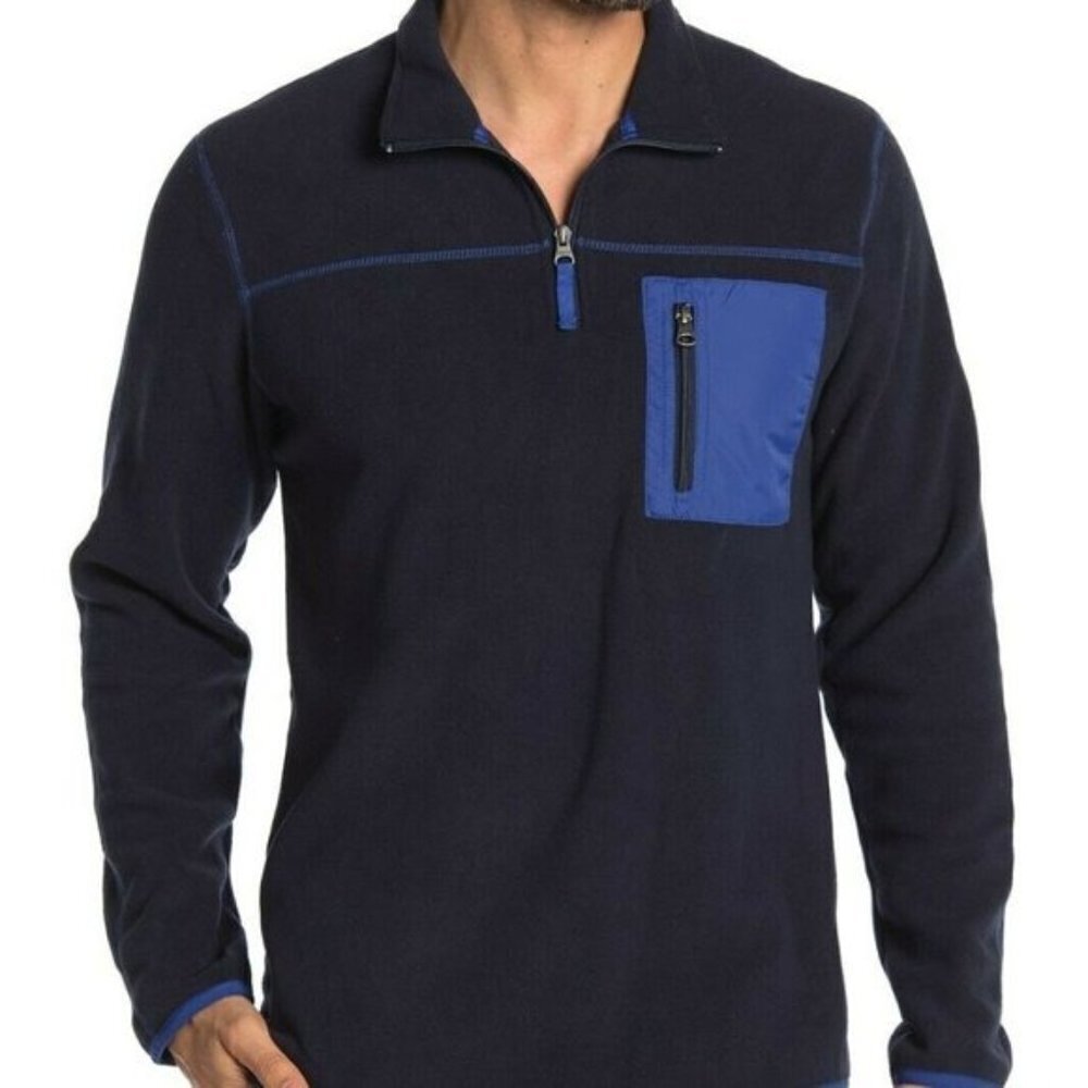 Vintage 1946 Nylon Mixed Media‎ Polar Fleece Sweater in Mood Indigo Size L NWT